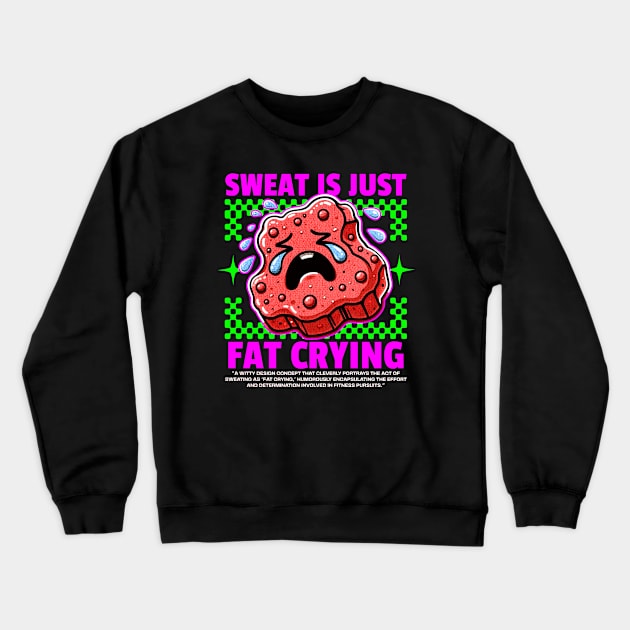 Funny Gym, Sweat is Just Fat Crying Crewneck Sweatshirt by Create Magnus